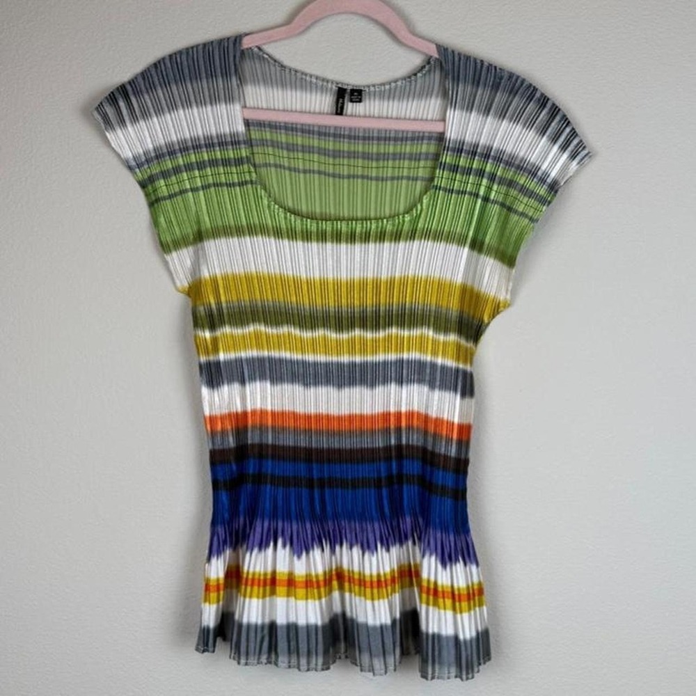 Milano stretchy striped pleated blouse Size XL